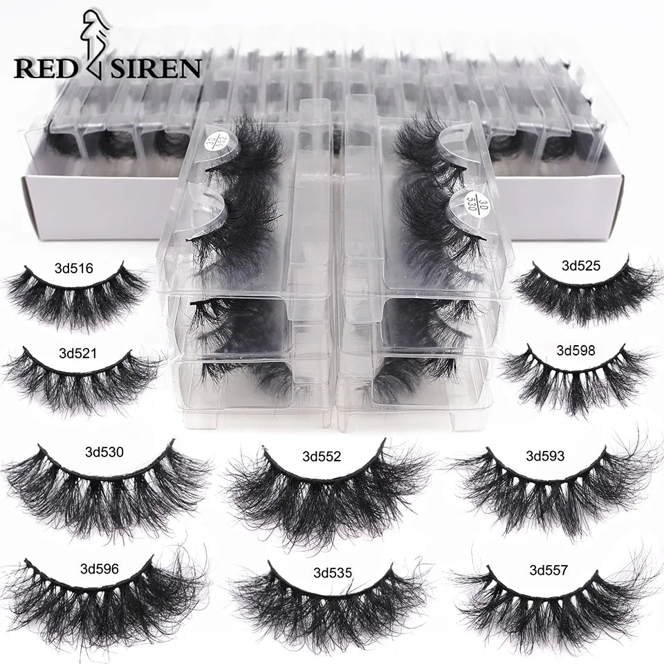 RED SIREN Mink Lashes Wholesale Eyelashes Bulk 5/30/50 Pairs Soft Fluffy Messy Natural Mink Lashes Makeup Mink Eyelashes