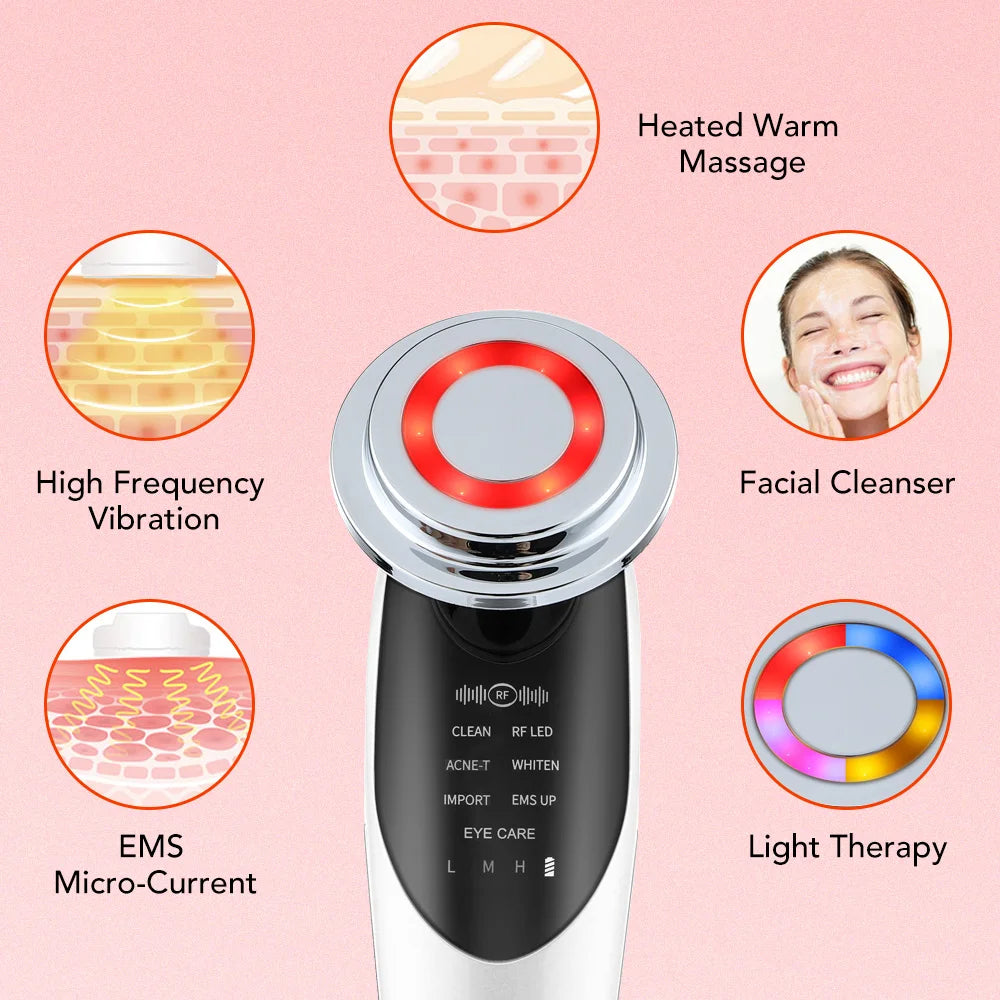 7 in 1 Face Lifting Device EMS RF Microcurrent Skin Rejuvenation Facial Massager