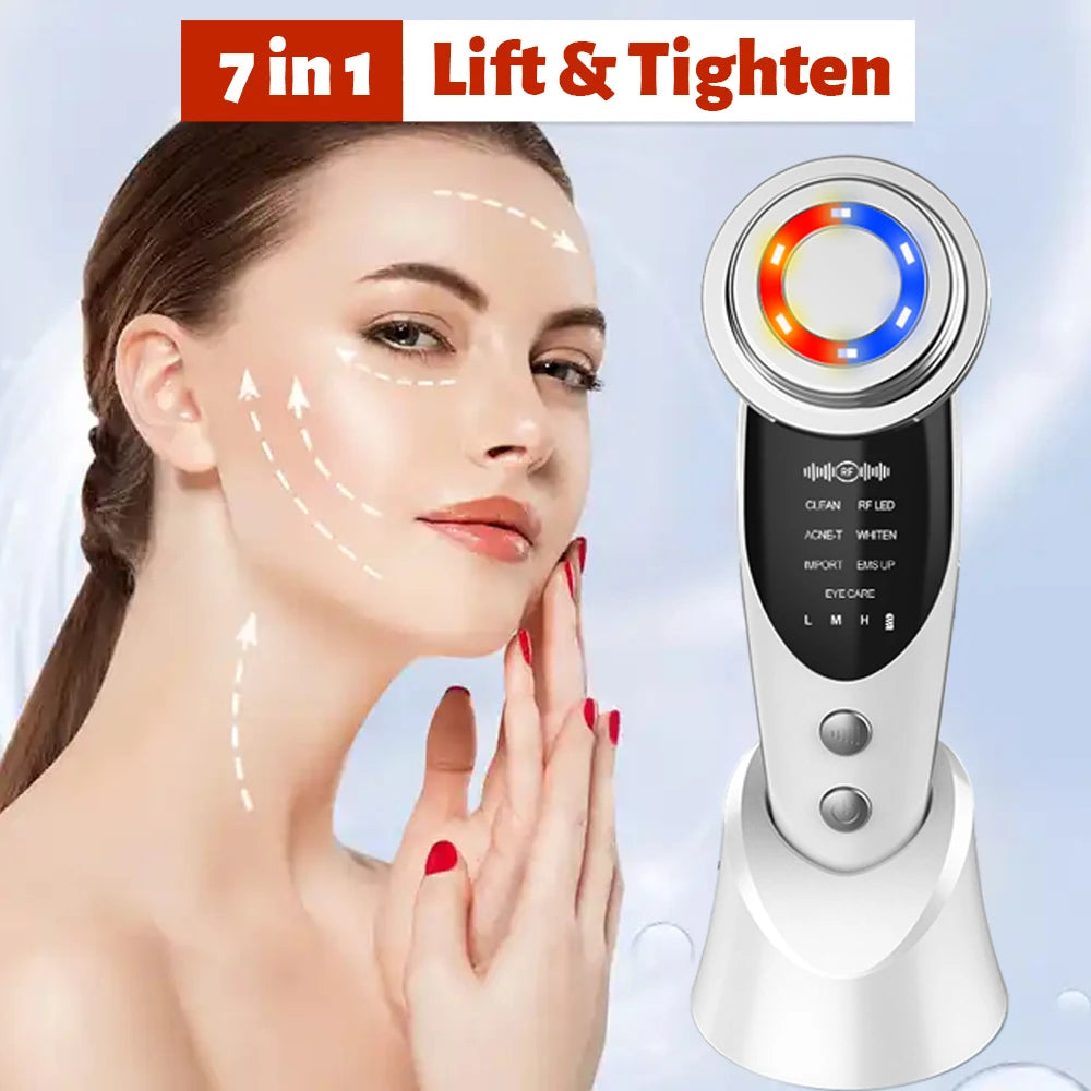 7 in 1 Face Lifting Device EMS RF Microcurrent Skin Rejuvenation Facial Massager