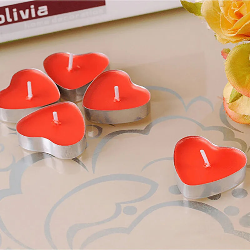 50Pcs Love Heart Shape Tealight Candles Romantic Love Candle Tea Lights